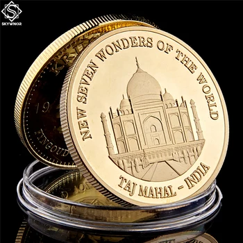 Nových Sedem Divov Sveta India Taj Mahal Pozlátené Cestovanie so suvenírmi Mince