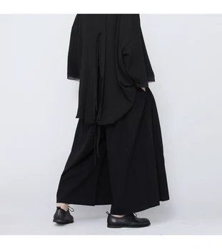Rúško širokú nohu nohavice pánske nine-point nohavice kórejský módny trend bavlny a ľanu nine-point nohavice tmavo voľné bežné širokú nohu pa