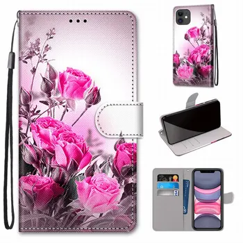 Roztomilý Maľované Flip Telefónu Tašky Pre Prípad Huawei Honor 9 9X Pro 20 20 Lite Česť V20 V9 Hrať Ruže Kvetinový Veža Dievča Flip Capa O08F