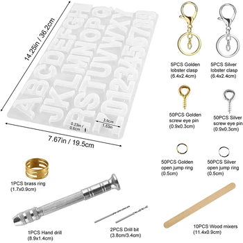 Abeceda Živice Silikónové Formy Šperky Výrobu Odliatkov List Formy Tool Kit Keychain Prívesok DIY Nastaviť ručným Vrtákom