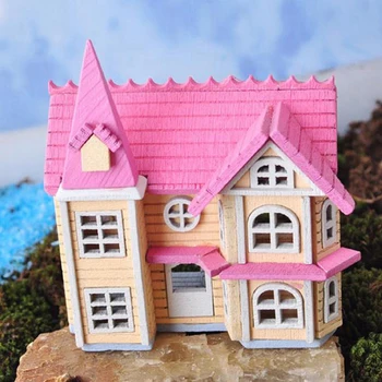 Ružová Fantasy Mesto Zmontované Mini Dome Drevené Remesiel DIY Víla, Záhradné Dekorácie Modelu Dom Mini Dom