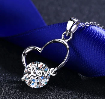 2 carat vysoko kvalitné reálne 925 sterling silver jemné šperky, náhrdelníky krku prívesok srdce reťazca príslušenstvo zapojenie weddiing
