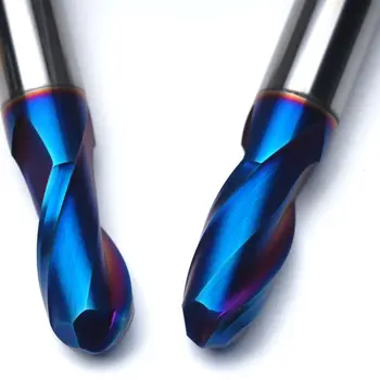 HRC60 Modrá NaCo Potiahnuté R0.5*2*D4*50 karbidových Loptu nos konci mlyn 2 flauta konci mlyny s rovnou ramienka frézovanie fréza