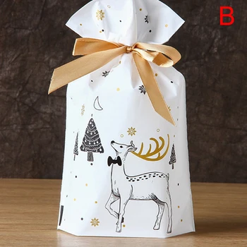 10Pcs Veselé Vianoce Candy Bag Santa Claus Elk Snowflake Šnúrkou Darčekové Tašky