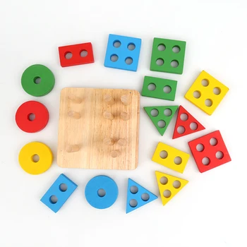 Hračky Pre Deti Vzdelávacie Drevené Geometrické Triedenie Rada Montessori Deti, Vzdelávacie Hračky Budovy Puzzle Dieťa Farba Tvar Zápas