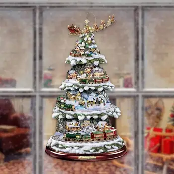 Vianočné Dekorácie pre Domov Vianoce Okno Nálepky Rotujúce Plastiku Krištáľové Ozdoby na Vianočný Stromček pegatinas paredes
