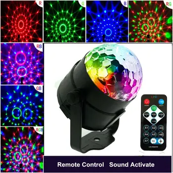 LED Laserový Projektor Svetlo Diaľkové Ovládanie 7 Farebné Rotujúce Magic Ball Fáze Laserové Svetlo Na spoločenské KTV Dovolenku Domáce Dekorácie