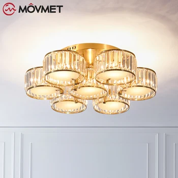 Moderné Crystal Led stropné svietidlá pre obývacia izba, spálňa AC85-265V Zlata, Medi Stropné Lampy, Svietidlá