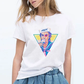 Kuakuayu Zvláštnejšie Veci Kopčeky Ahoj Tričko Ženy Vintage Módy Bežné Krátke Rukávy Letné Topy