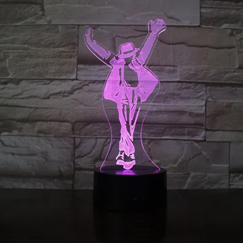 Michael Star Obrázok 3D Led Nočné Svetlo 7 Farieb Domov Offfice Dekoratívne Lampy, Spálne, stolná Lampa Michael Ventilátor je Najlepší Darček