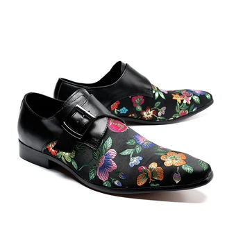 2019 Noví ľudia, Oxford Topánky Formálne kožené topánky ukázal prst Muž Šaty, Topánky, módne Výšivky Mužov, svadobné party topánky