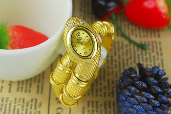 CUSSI Dámske Hodinky Quartz náramkové hodinky Luxusné Zlaté Dámske Náramok Hodiniek Šaty Hodinky Had Tvar Náramok relogio feminino