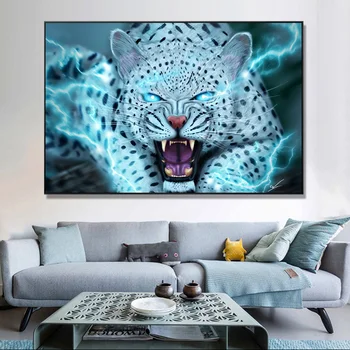 Mýtický Lightning Snow Leopard Nástenné Maľby Umenie Na Plátne Vytlačí Tiger Zvierat, Plagát, Obraz Pre Obývacia Izba Moderné Dekorácie