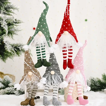 Vianočné Ozdoby s LED Svetlá Bábika Ozdoby Vianočné Anonymný Prívesky Anonymný Gnome Santa Vianočný Strom Visí Dollss