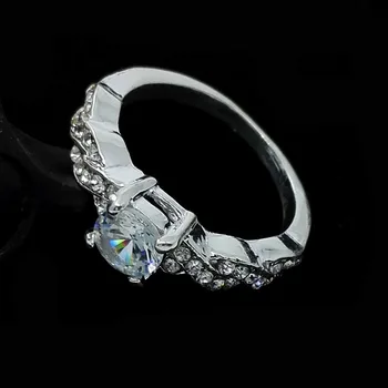 Strieborné pozlátené twisted veľké krištáľovo drahokamu pár milenca svadobné zásnubné prstene pre mužov a ženy sľub šperky