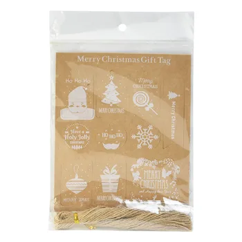 50PCS Multi Style Vianočné Kraft Papier Štítky S Konopné Lano Vianočný Stromček Snowflake Visí Tag Nový Rok Vianočné Darčeky Box Labels