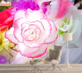 Ružové Ruže Prírody 3d Tapety pre Obývacia Izba Dievča Stenu Spálne Papier Papiere Domova 3d Tapety Samolepiace Papierové nástenná maľba