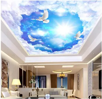 Vlastné 3d strop, nástenné maľby, tapety sen hviezdna biela holubica pozadí maľovanie 3d nástenné maľby, tapety pre obývacia izba