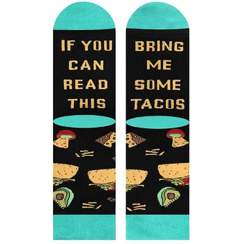 Muži Ženy Novinka Smiešne Hovoriť Posádky Ponožky Ak Môžete Čítať To, Aby Ma Popcorn Sushi Tacos Listov Tlač Pančuchový Tovar Dary