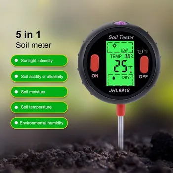 4 V 1 Pôdne Ph Meter Tester LCD Displej Vlhkosti Pôdy PH Tester Digitálne Prenosné Pôdnej Vlhkosti a Slnečnému žiareniu Tester pre Záhradné Rastliny