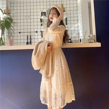 Jazyka 2020 Nový kórejský Štýl Voľné Jeseň a v Zime Sladké Čipky Šaty Žien kawaii oblečenie sladké lolita šaty Jesenná Móda