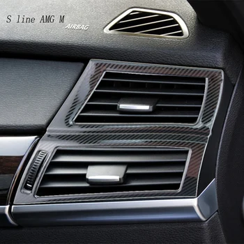 Auto Styling Uhlíkových vlákien Na BMW X5 X6 E70 E71 Predný rad Panel klimatizácie Zásuvky Rám Týka Nálepky Auto Príslušenstvo
