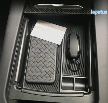 Lapetus Centrum Ovládanie Multifunkčné Kontajner Box Úložný Box Telefón Zásobník Na Príslušenstvo Kryt Držiak Pre Tesla Model X / S 2016 2017
