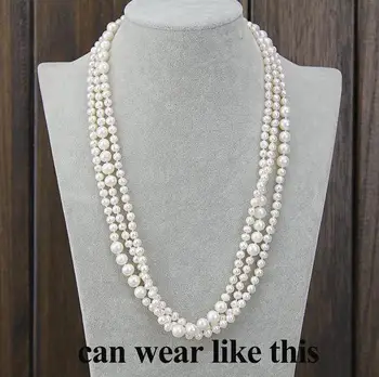 68 centimetrov Dlhý Pearl Šperky,Biela AA 4-8MM Prírodné Sladkovodné Perlový Náhrdelník,Extra Veľké, Malé rozmery Zmesi Perly Ideálny Darček Pre