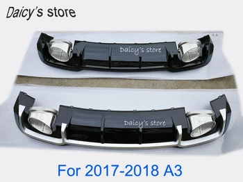 RS3 vyzerá PP+nerezová zadný nárazník pery spojler, difúzor koniec výfukového potrubia telo kit pre Audi A3 Sline 2017 2018