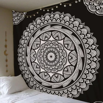 Bohemia Mandala Polyester 150x150cm Námestie Gobelín Stene Visí Koberec Hodiť Yoga Mat Pre Domáce Spálne Dekorácie`
