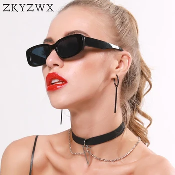 ZKYZWX Vintage Námestie slnečné Okuliare Ženy 2020 Módne Trendy Čierne slnečné Okuliare pre Mužov Luxusný Dizajn Ulici Strieľal Malé Okuliare