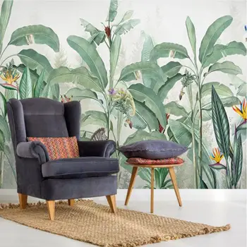 Beibehang Vlastné foto tapety retro tropickom dažďovom pralese papagáj palm obývacia izba nástenná maľba pozadia na stenu, tapety na steny, 3 d