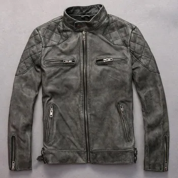 Nové modely David Beckham rovnaké stye reálne kožená bunda mužov vintage cowskin módna bunda na motocykel muž kožené kabáty