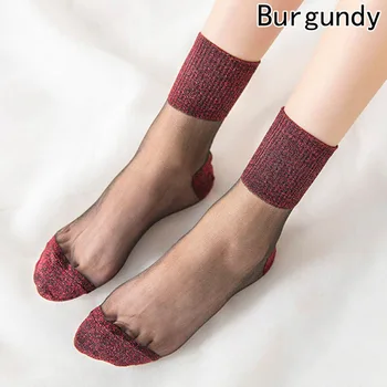 Letné Ženy Ultra-tenké Transparentný Lesk Ponožky Crystal Hodváb Meias Krásne Lesklé Elastickej Čipky Mediumsocks Japonskom Štýle