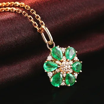Luxusné Kvetinové drahé kamene Smaragd green crystal zirkón diamanty prívesok náhrdelníky pre ženy 18k zlata farba choker šperky bijoux