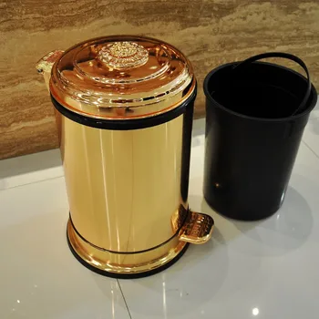 Luxusný Zlatý pedál kovové koša upscale hotel villa kuchyňa obývacia izba kúpeľňa pokryté odpadky skladovanie vedro smetisko