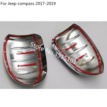 Auto Dekorácie Späť Spätné Spätné Bočné Dvere Zrkadlo Pokrytie Stick Výbava Rám Obočie 2 ks Pre Jeep Compass 2017 2018 2019 2020