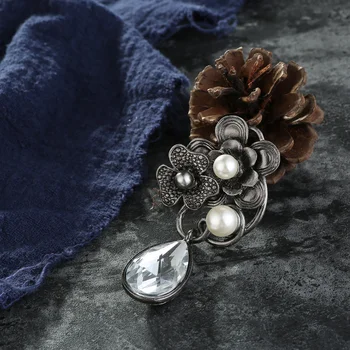 Vintage Crystal Pearl Slza Brošňa Kolíky Vody-drop Drahokamu skláreň Kvet Brošne Svadobné Svadobné Kytice Šperky Nové