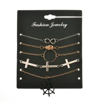 Moderný 5 Ks/set Vintage Bergamot Kríž Príslušenstvo Náramok Sady Trend Punk Šperky pre Ženy, Mužov Náramky