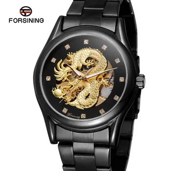 FORSINING 2019 Nové Módne Čas Zlaté Hodinky Mužov Luxusné Značky Automatické Nerezové náramkové hodinky