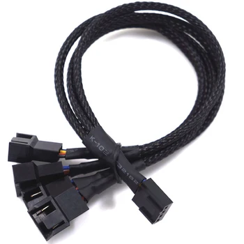 Black 4 Pin Pwm Ventilátor Kábel 1 2/3/4 Spôsoby, ako Splitter Čierny Rukávy 27 cm Predlžovací Kábel Konektor PWM Predlžovacie Káble, 1PCS