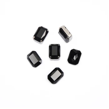 New Black Crystal Obdĺžnikový oktogon pointback sklenenými kamienkami crystal kamienkami diy oblečenie, Šperky, Dekorácie