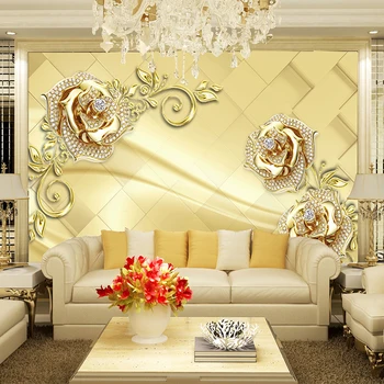 Nástennú maľbu 3D Európsky Štýl Mramoru Diamantové Šperky Kvet Vysoko Kvalitnej netkanej Veľké Maľovanie Obývacia Izba Tapety nástenná maľba