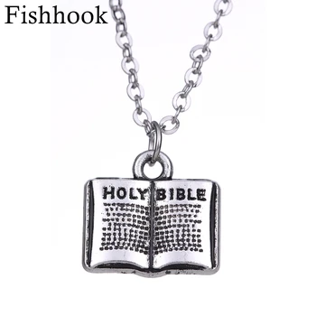 Fishhook Zliatiny Zinku Jednoduchý Módny Štýl Náhrdelník Otvorená Kniha, Tvar Bibliu Vyryté Náhrdelník Šperky