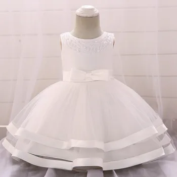 2019 Nových Sietí Priadza, Aby Perličiek Bez Rukávov Svadobné Šaty Princezná Šaty Formálne Šaty Flower Girl Dress Maloobchod Deti Oblečenie
