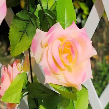 Umelé Ruže List Viniča Svadobné Usporiadanie Závesné Kvetinové Girlandy 2.45 m Hodvábneho Kvetu Rastlín Ivy Domov Záhrada Dekor Festival