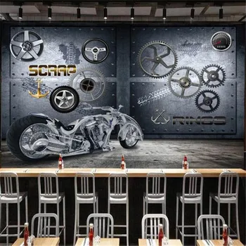 Milofi vlastné 3D nástenná maľba Európske a Americké priemyselné stroje motocyklové prevodovky, bar, reštaurácia, sexi pozadia na stenu