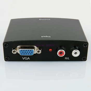 Dhl alebo fedex 50pcs VGA+R/L-HDMI Prevodník Box VGA HDMI HD HDTV Video Converter Adaptér s RCA Cinch Stereo Audio