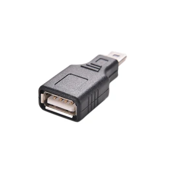 Čierna USB 2.0 Žena na Mini USB B 5 Pin Male Adaptér Converter Meniča 1PCS