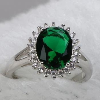 Bague Ringen 925 sterling silver krúžky pre ženy s okrúhly tvar drahé kamene smaragd zirkón ženy, jemné šperky, svadobné party darček